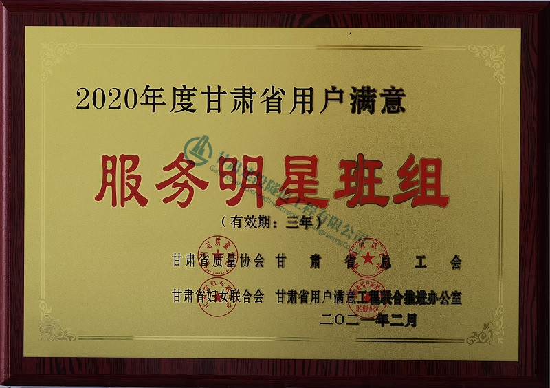 甘肅省用戶滿意服務明星班組（臨夏市環城北路施工班組獎牌）_副本.jpg
